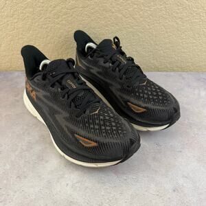 Hoka Shoes Womens 7.5 B Clifton 9 Black Rose Gold Running Comfort Sneakers